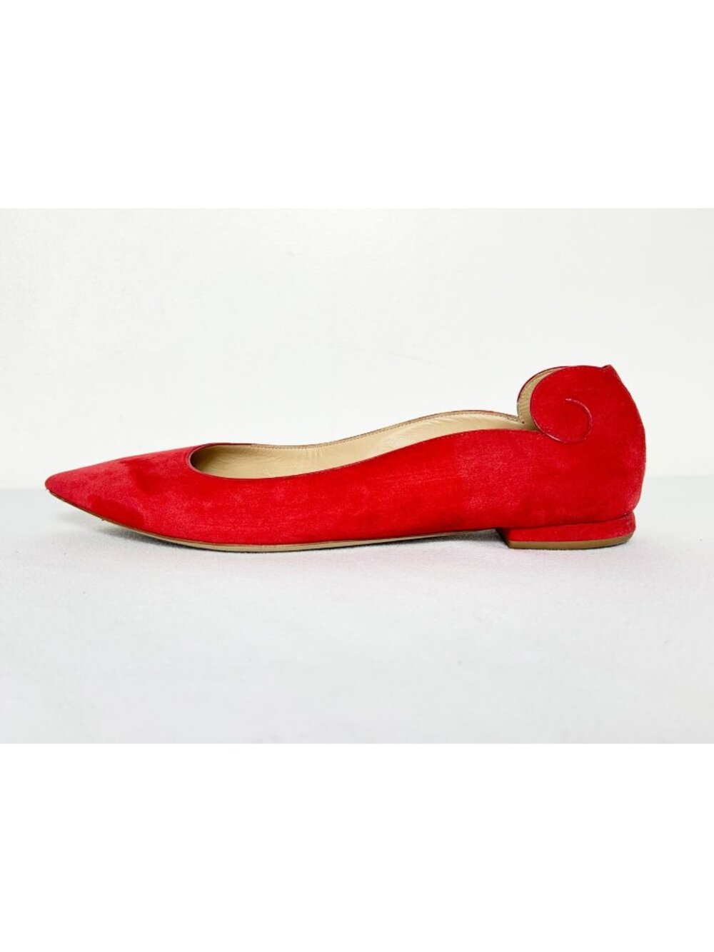 M.Gemi The Pastello Red Suede Sculpted Swirl Pointed Toe Ballet Flats - Sz 10